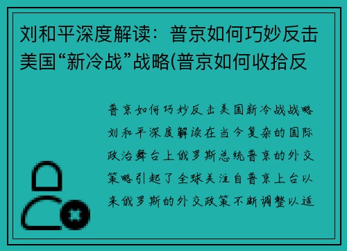 刘和平深度解读：普京如何巧妙反击美国“新冷战”战略(普京如何收拾反对派)